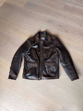 Blauer U.S.A. Lederjacke XL – Dunkelbraun – Vintage Biker