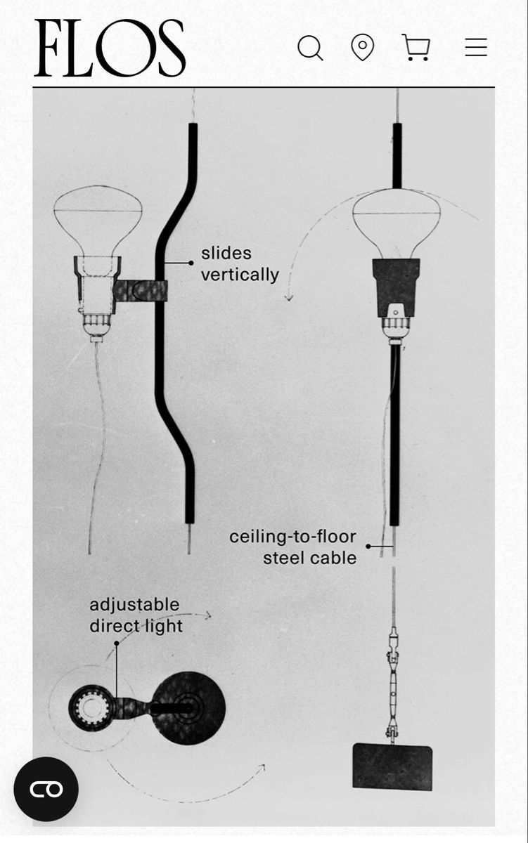 Flos Lampade: Achille CASTIGLIONI Lampe Parentesi – Usato da Biel/Bienne venduto da lux2000 1