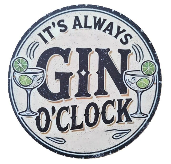 Insegne: GIN O'CLOCK - Blechschild  (neu/OVP) – Nuovo e nell'imballaggio originale da Wilen b. Wollerau venduto da morethanmusic