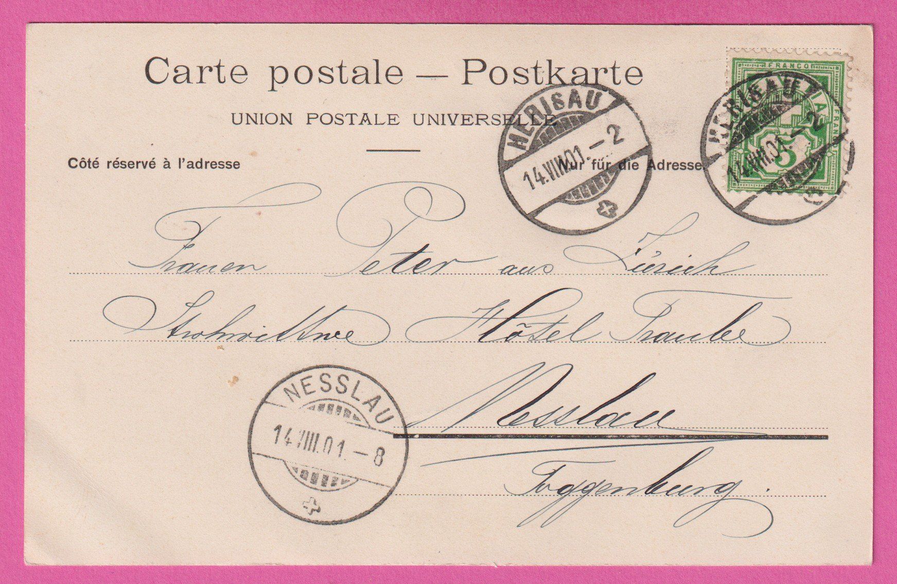 Cartoline postali: Herisau gel 1901 – Usato da Einsiedeln venduto da dillie 1