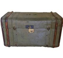 Übersee Koffer Leder Holz Metall