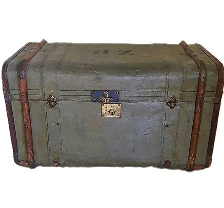 Übersee Koffer Leder Holz Metall