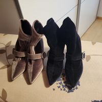 Elegante Samt Navyboot-Stiefeletten mit Perlen, Grösse 39