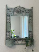 Spiegel mit Ablage - Metall Türkis robust Shabby chic Stil