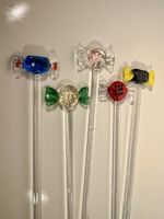 5 mélangeurs de cocktail, verre Murano années 80