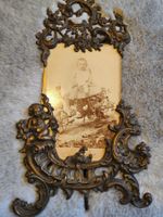 Antiker Bronze Metall Photorahmen mit Bild, ca 1870