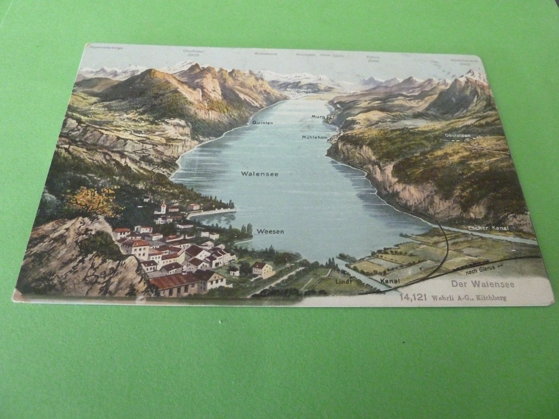 Cartes postales: Ansichtskarte Walensee mit Dorf Ansicht – D'occasion à Rieden SG par jamilau
