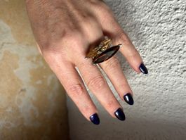 Massiver Designer-Ring Rauchquarz-orange (Grösse 56)