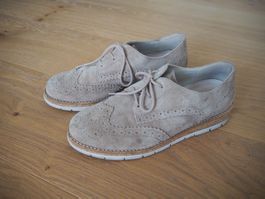 Gabor Schnürschuhe Wildleder beige Gr. 4.5