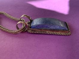 Schlangenkette flach + Lapislazuli-Anhängern