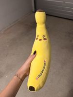 Peluche banane jaune avec visage brodé état neuf