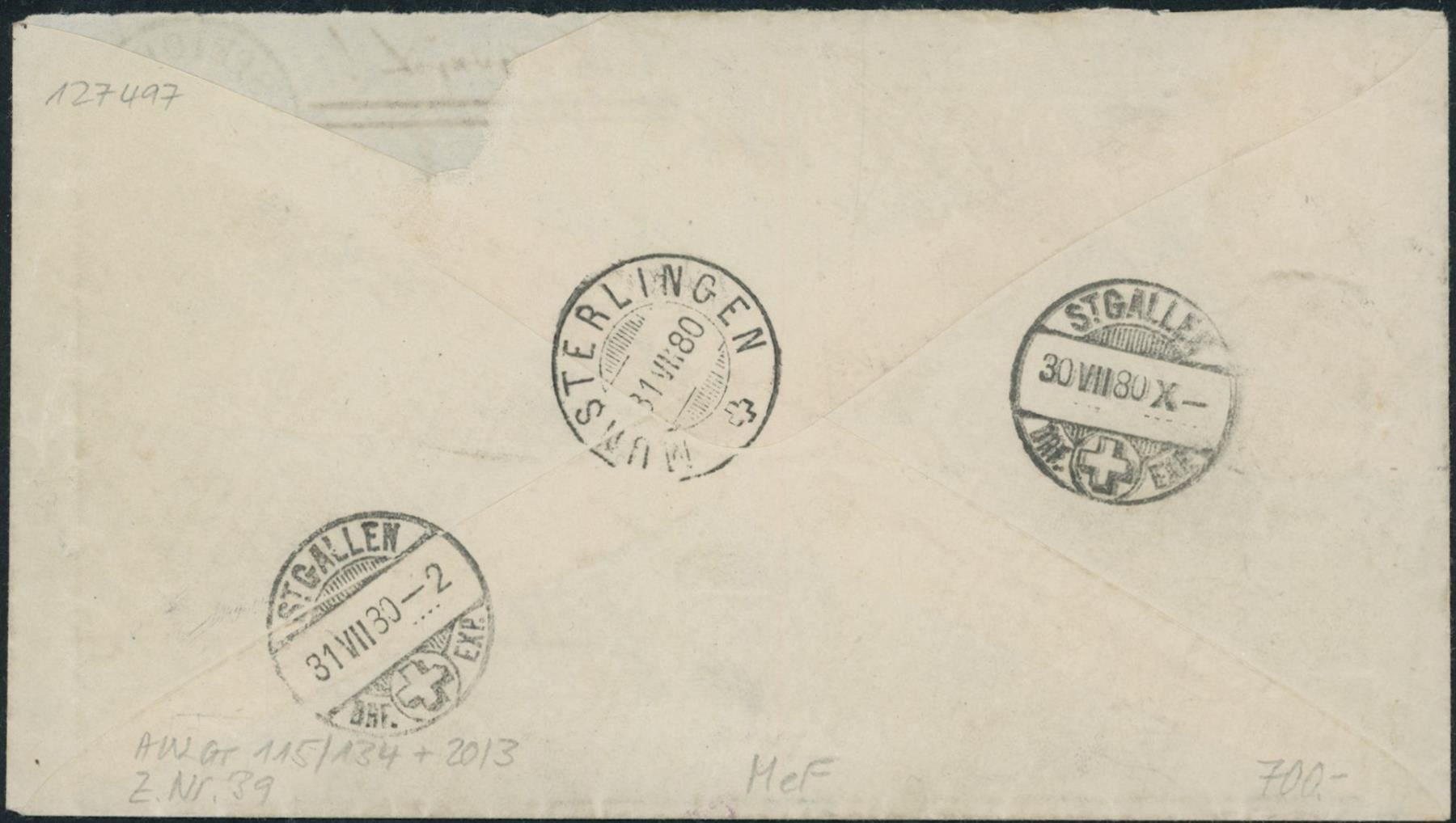 Tutti i francobolli: 1880 - Sitzende Helvetia - Brief - MeF – Usato da Schindellegi venduto da leecollect 1