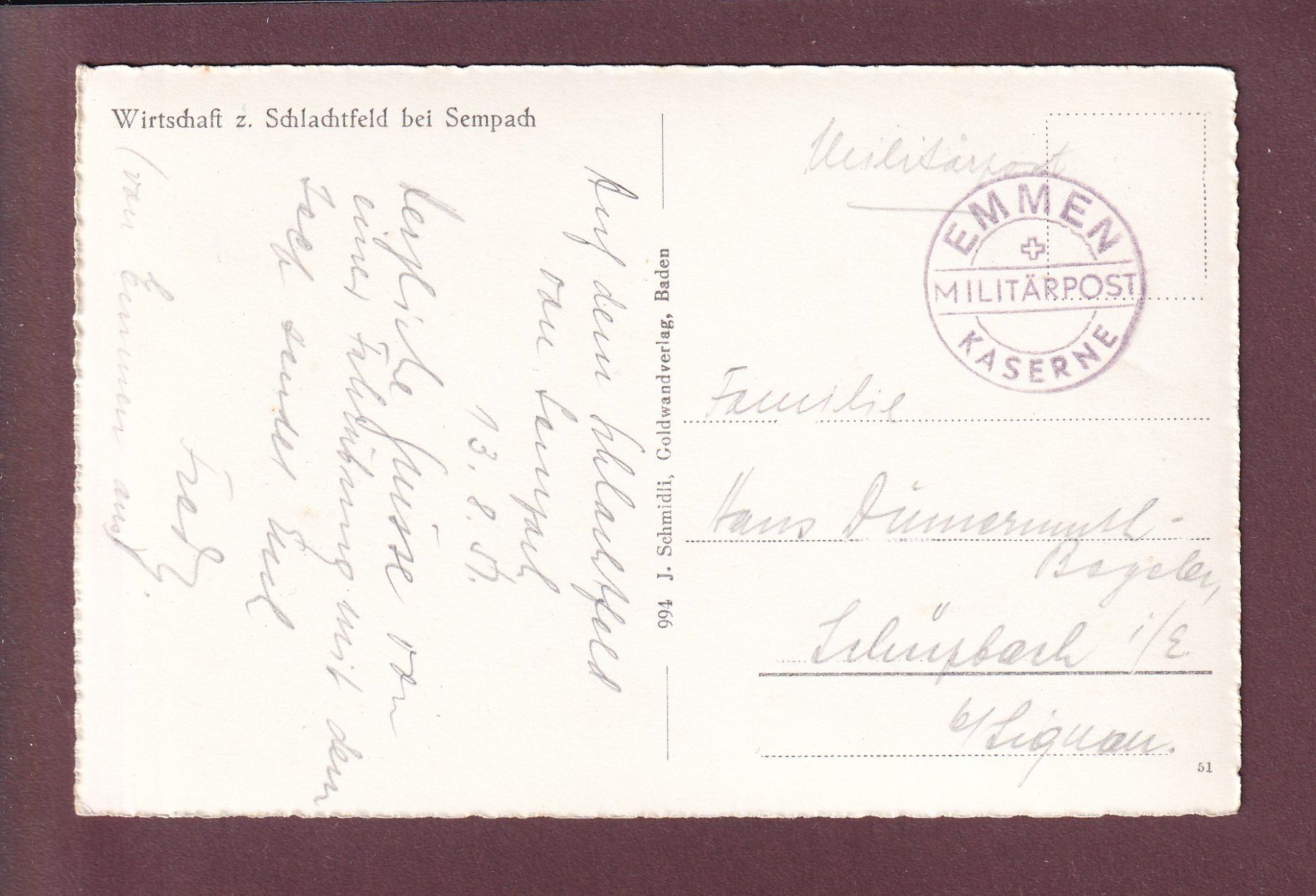 Cartoline postali: WINKELRIED-DENKMAL bei Sempach - 1957 Feldpost – Usato da Pully venduto da nicecards 1