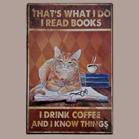 🔥 BOOKS COFFEE CAT Katzen Blechschild 🧡 20x30cm OVP 🔥