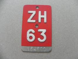 Velonummer Velo Rad ZH 1963 Zürich 63 Nummer Geschenk Bike
