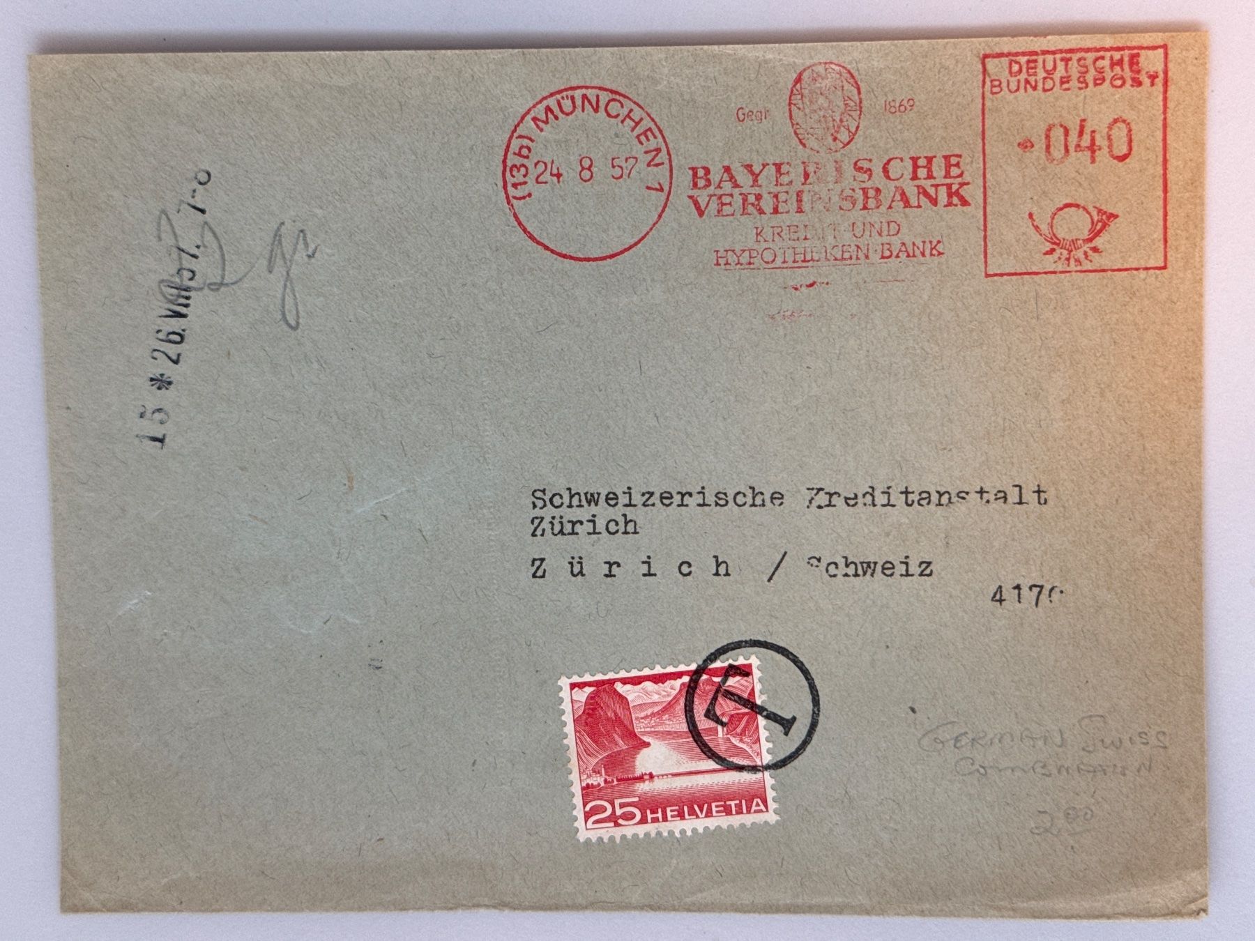Tutti i francobolli: 1957 Deutschland Brief mit Strafgebühr – Usato da Küssnacht am Rigi venduto da POSTOMASTER