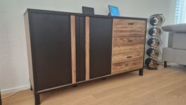 Sideboard schwarz Holzfronten 3 Schubladen guter Zustand