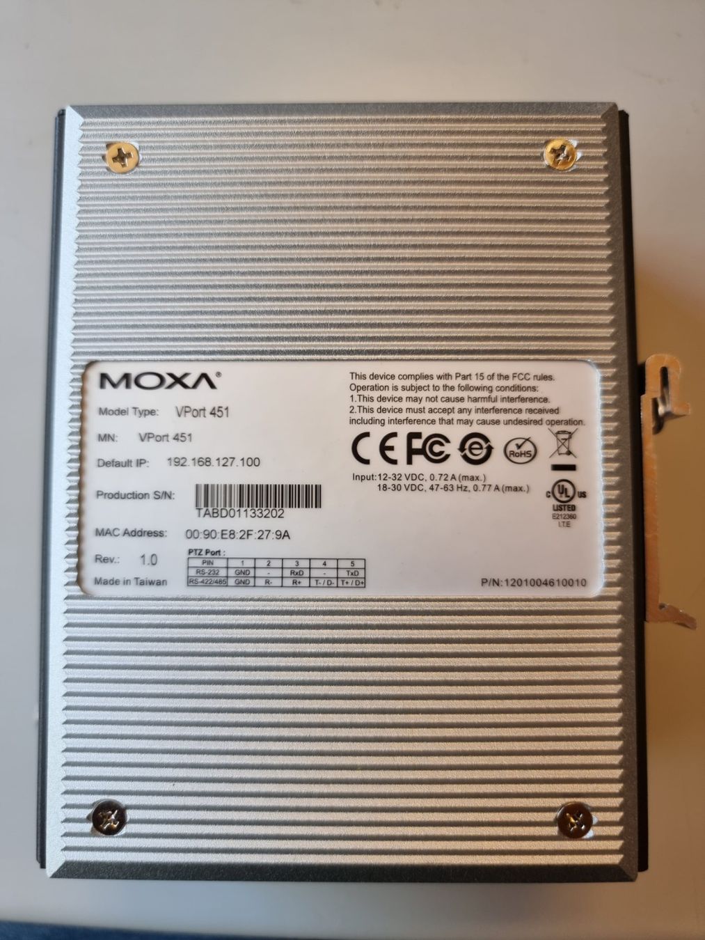 Elektronikbauteile: MOXA VPort 451 Videoenc.MPEG4/MJPEG ***3 Monate GARANTIE*** – Gebraucht aus Bern von Manuel.Berner 1