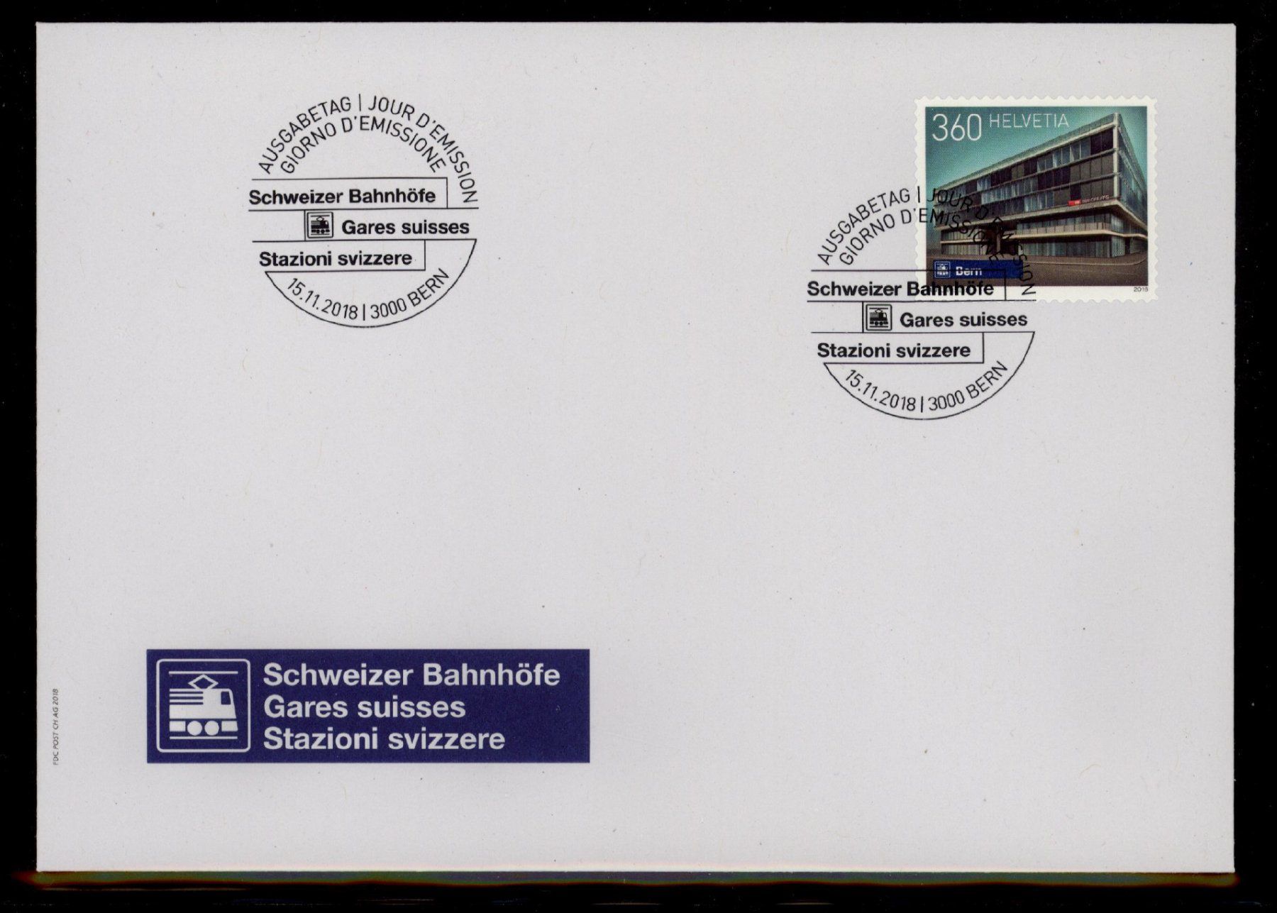 Tutti i francobolli: 2018, FDC, Dauermarke Schweizer Bahnhöfe (Nr. 1711) – Usato da Willisau venduto da Vollstempel