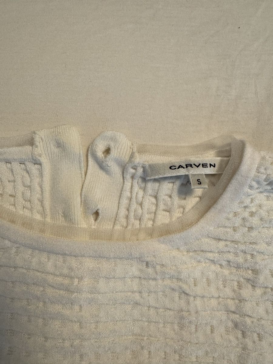 Top: White Carven Short Sleeve Knitted Top Size S – Usato da Vesenaz venduto da nat_mq8l 3