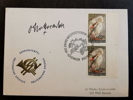 Kokoschka   Autogramm  Maler  Sonderstempel   Weltpostverein