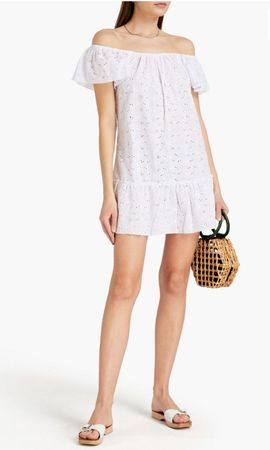 Weisses Sommerkleid Gr. L Stickerei Carmen-Ausschnitt