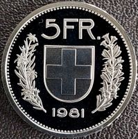 5 Franken 1981 pp / aus Münzsatz / in einer Münzkapsel