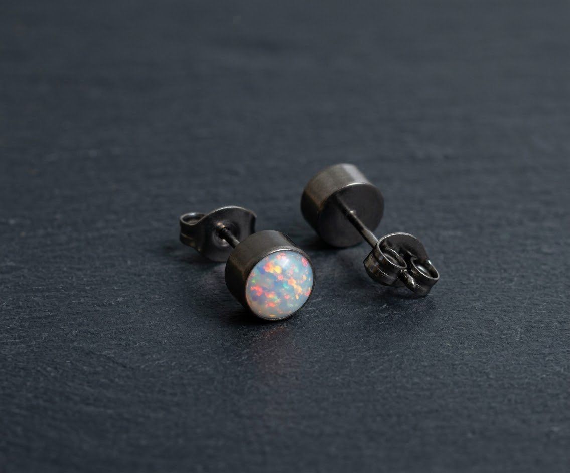 Orecchini pendenti & Orecchini a lobo: Ohrstecker aus Titanium mit Opal – Nuovo e nell'imballaggio originale da Matten b. Interlaken venduto da kero71 4