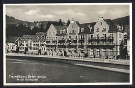 AK Baden, Hotel Schwanen, 1935