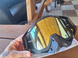 100% Motocross Brille/Ski Brille schwarz-gelb, neuwertig!