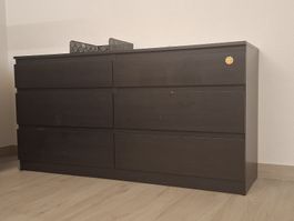 Commode 6 tiroirs noir foncé, bon état,ikea