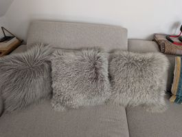Schaffellkissen, 3 Stück