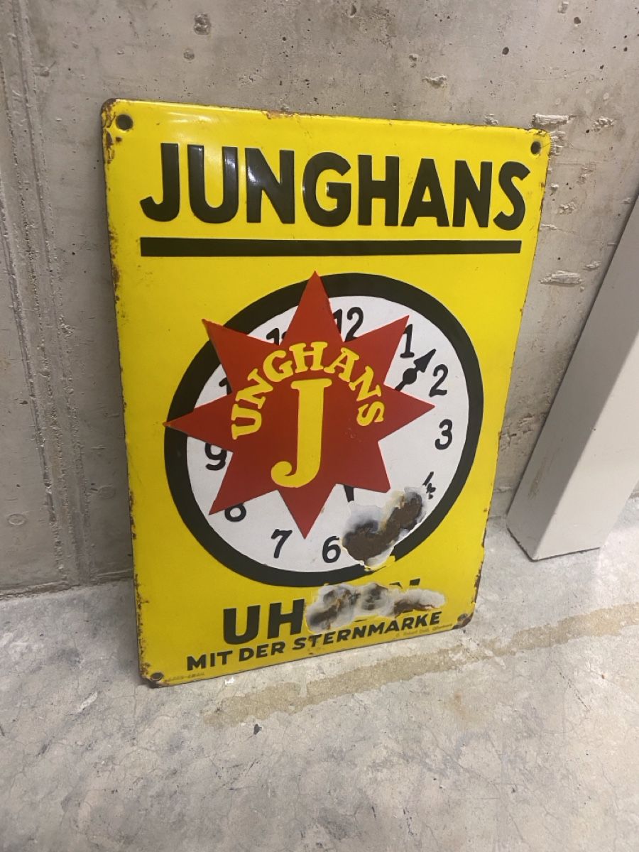 Junghans Insegne: Emailschild Junghans Uhren  – Usato da Tafers venduto da Piscu90