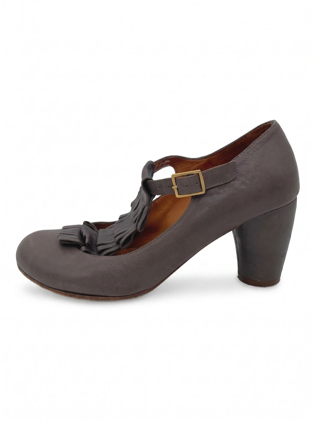 Chie Mihara Damenschuhe: Chie Mihara T-Strap Fringe Pump EU 39 Grau – Gebraucht aus Zürich von shoe_shop