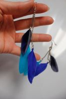 Boucles d'oreilles plumes bleues