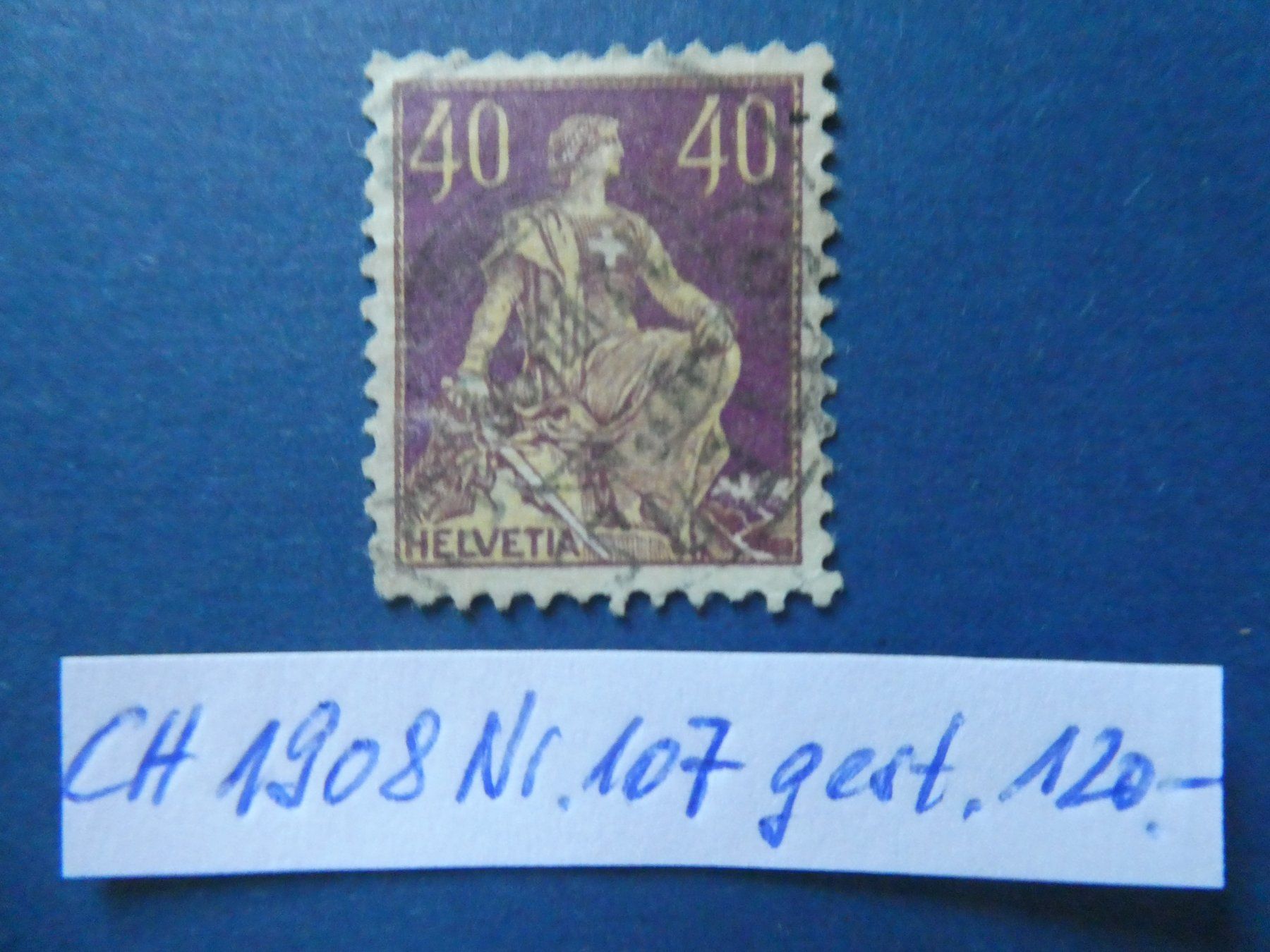 Tutti i francobolli: CH 1908 Nr. 107 Typ1 gestempelt – Usato da Lausen venduto da Herbamare01
