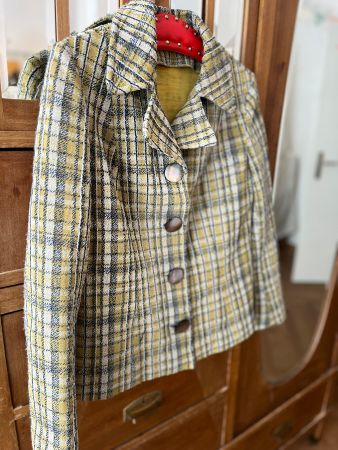 Karierte Vintage-Jacke mit Perlmutterknöpfen, ca. Gr. 38