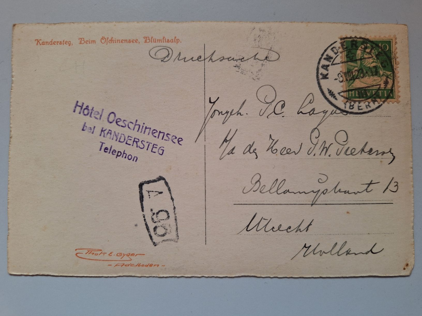 Cartoline postali: Kandersteg, Beim Oeschinensee, Blümlisalp – Usato da Sargans venduto da nicsam1815 1