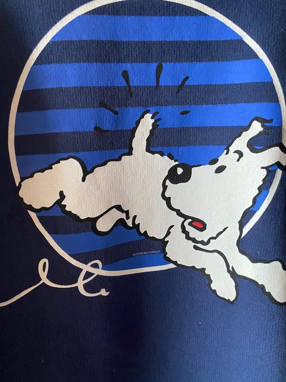 T-shirt Tintin Reporter Avec Milou - 100% Coton Bleu Taille 12 Ans, Neuf Étiqueté