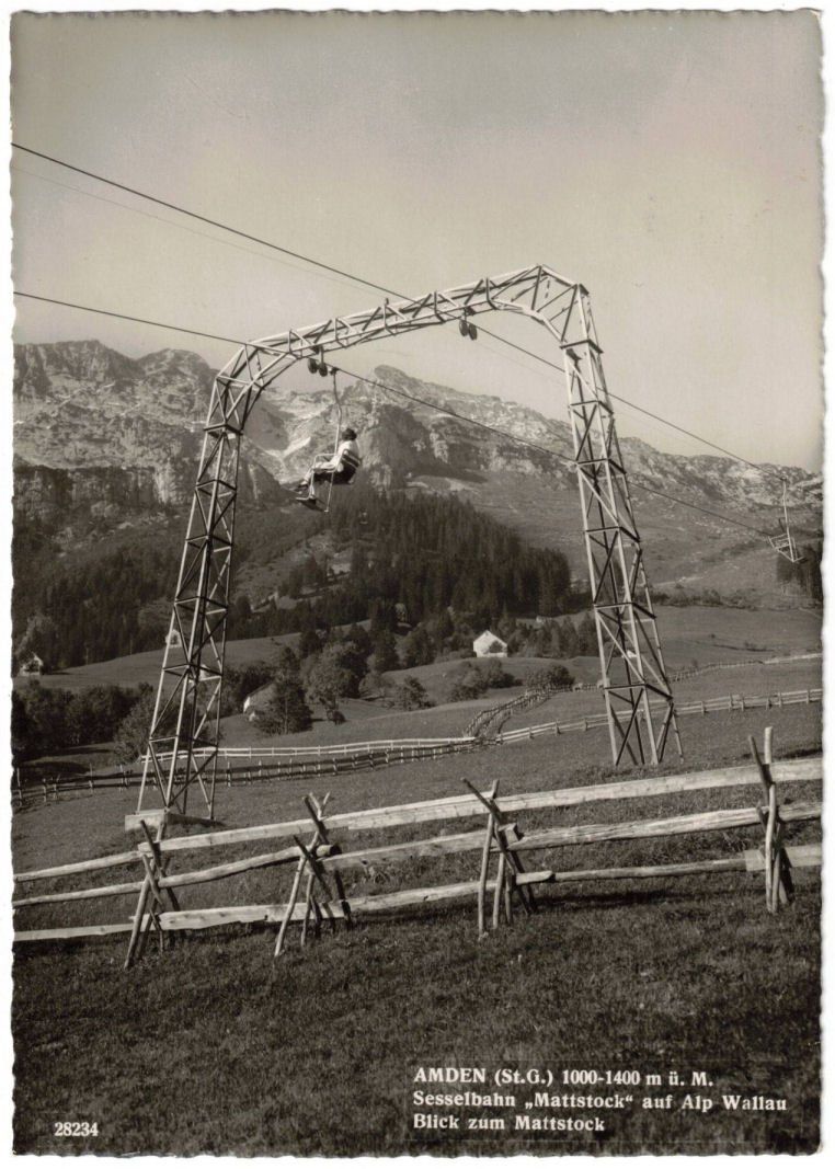 Cartoline postali: Amden - Sessellift Mattstock – Usato da Binningen venduto da Mountainrider