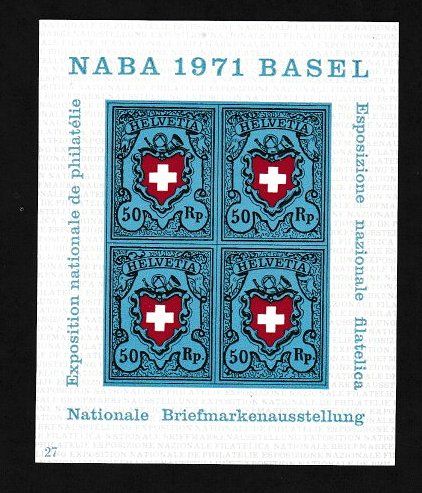 Tutti i francobolli: Sonderblock NABA 1971 BASEL, postfrisch – Nuovo (secondo la descrizione) da Zug venduto da wathcd35