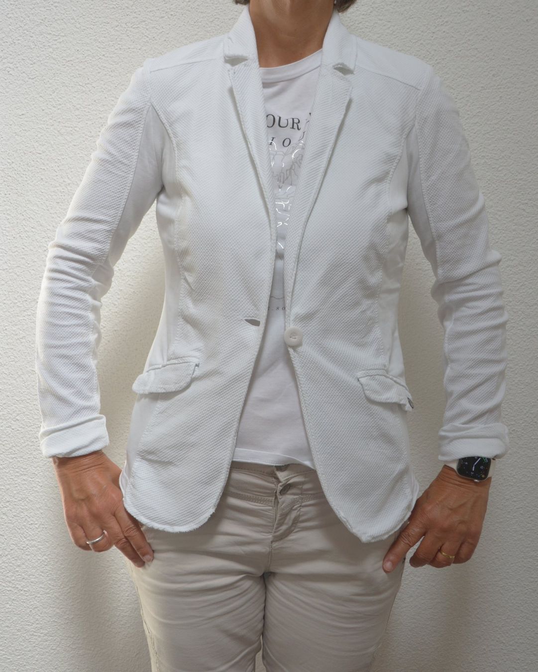 Comma Giacche: leichter, weisser Shirt-Blazer von Comma – Usato da Niederhasli venduto da littledrop