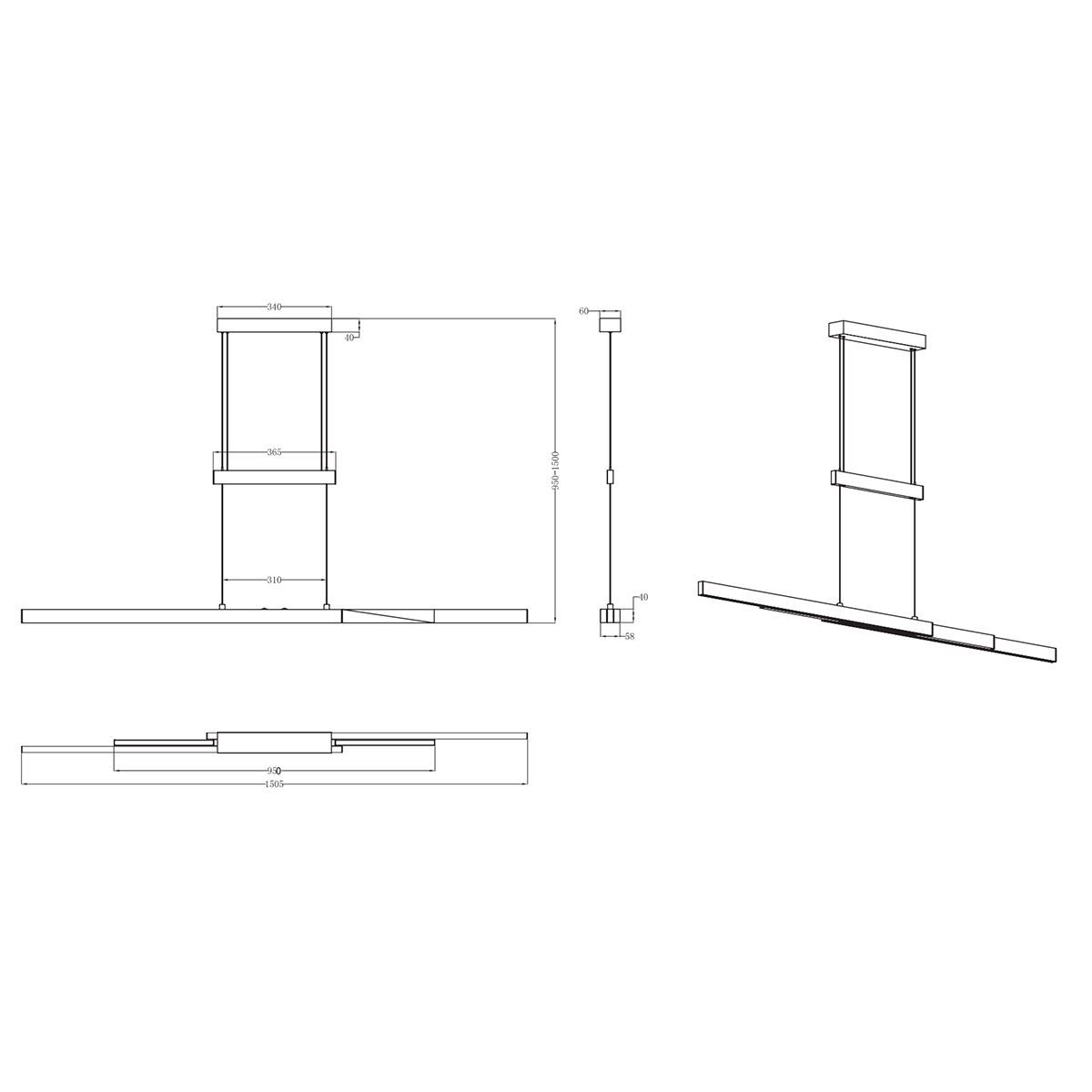 Lampadari & plafoniere: LED Pendelleuchte, Schwarz, 150 cm Höhe – Nuovo (secondo la descrizione) da Kreuzlingen venduto da Smart-Light 5