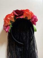 Halloween Kopfschmuck mit Schleier, Blumenkranz, Neu!