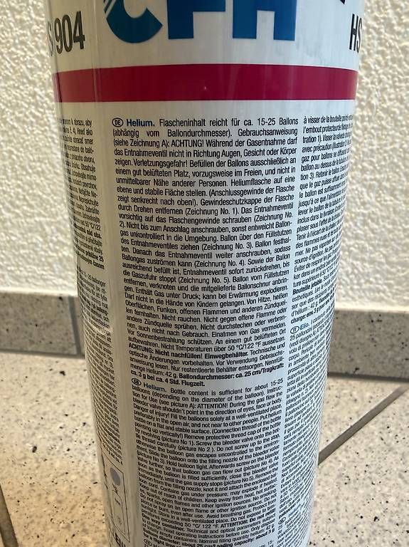 Appareils à gaz et accessoires: Helium Flasche – D'occasion à Zollikerberg par fjonasch 1
