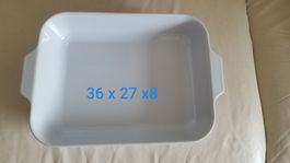 Schöne weisse Auflaufform aus Keramik 34cm, Swiss made