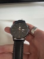 Herren Uhr schwarz Lederarmband neu guter Zustand