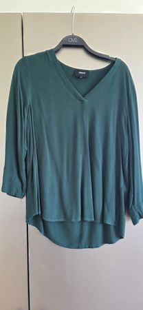 OBJECT Bluse Damen Gr. 36 Grün – V-Ausschnitt – elegant
