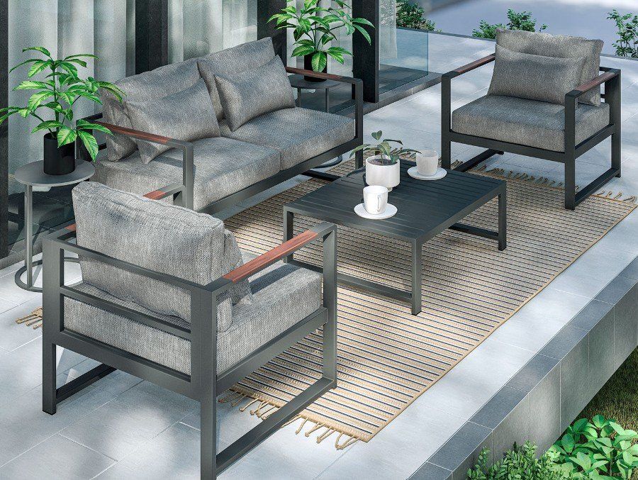 Tischset: Gartenlounge Noa, 4 Teilig mit Aluminiumgestell Anthrazit – Gebraucht aus Möhlin von MichaBS85