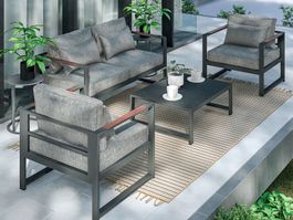 Gartenlounge Noa, 4 Teilig mit Aluminiumgestell Anthrazit